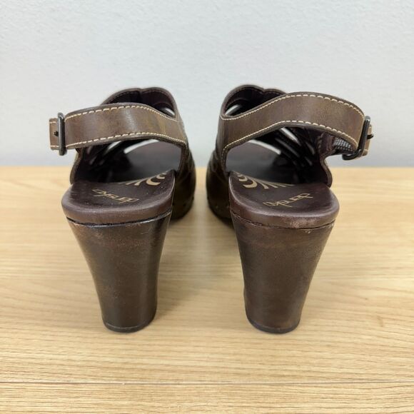 Dansko Womens Rowena Sandals Size 41 (US 10.5-11) Brown Leather Wooden Heel Shoe - Picture 7 of 12